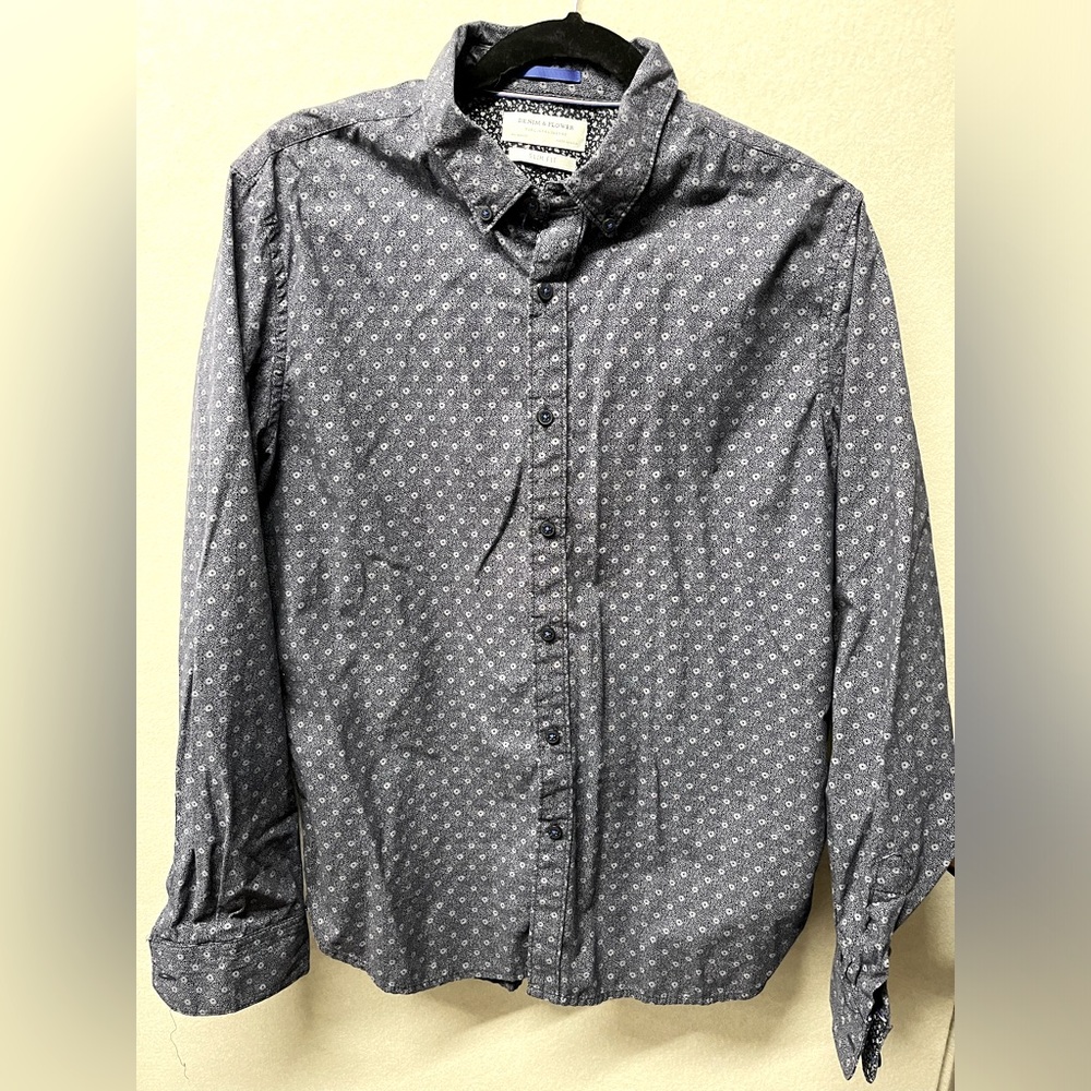 Denim and Flower button down cotton shirt